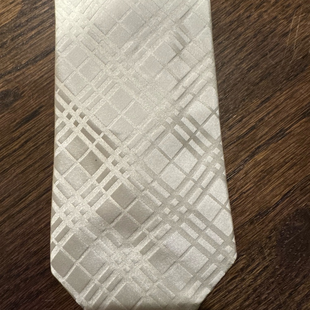 Burberry Cream Geometric Silk Tie